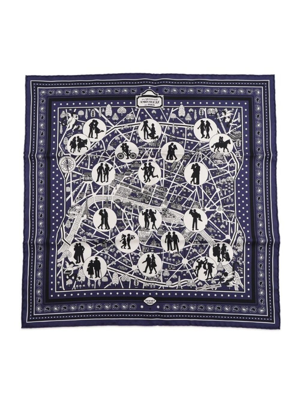 Hermes Scarf Carre 55 New Paris Lovers les Nouveaux Amoureux